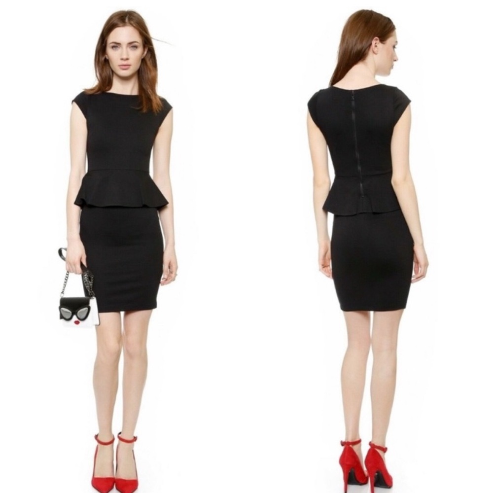 Alice + Olivia Employed Black Peplum Dress Size‎ 2